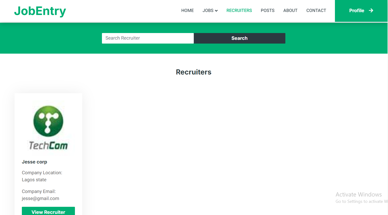 JobEntry Web Application Image 4